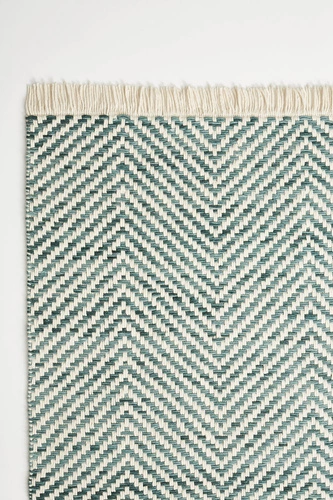 Dywan do salonu wełniany Atelier Twill zielony 200x280cm vintage ręcznie tkany łatwoczyszczący