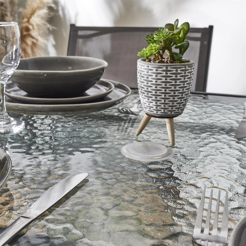 Stół ogrodowy szklany Formentera nowoczesny składany szary 110x75 cm na taras Intesi