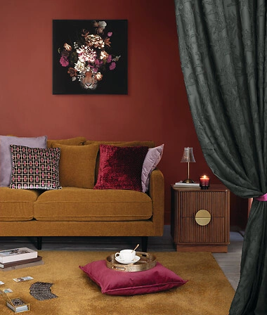 Szafka nocna Atmosphera Wany 45 cm orzechowa, 2 szuflady, styl japandi/boho, eleganckie frezowane fronty