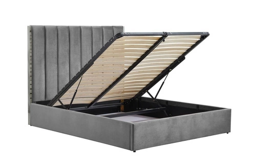 Łóżko tapicerowane Pola 160x200 popielate z pojemnikiem do sypialni nowoczesne