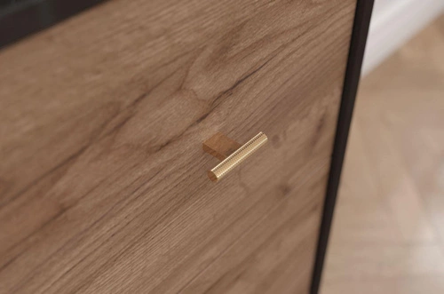 Komoda z szufladami MAUD czarna dąb craft tobacco nowoczesna do salonu i sypialni SKANDICA