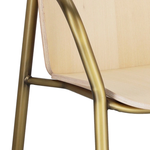 Krzesło do jadalni Finn drewniane z podłokietnikami na złotych nogach nowoczesne SCAB Design