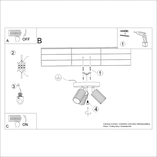 Plafon sufitowy KARBON 3P nowoczesny beżowy aluminium regulowany do salonu i kuchni
