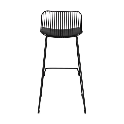 Hoker Dill High czarny z oparciem, metalowy, tapicerowany, do kuchni i wyspy, 75 cm Intesi