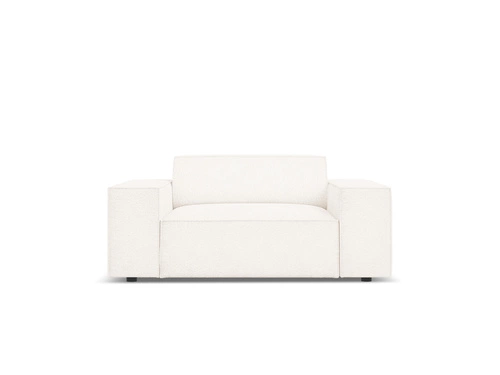 Fotel wypoczynkowy Jodie Beige Boucle do salonu nowoczesny beżowy boucle z podłokietnikami