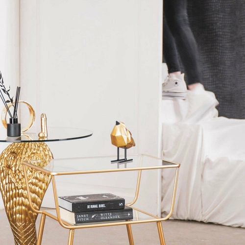 Figurka dekoracyjna Love Bird XL złota glamour do salonu na komodę HV decor 14 cm