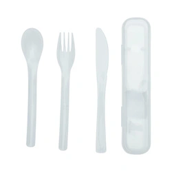 Intesi biały zestaw sztućców podróżnych w etui plastikowe do lunchboxa i pikniku