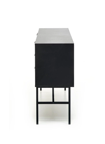 Komoda Nihala 160 cm dąb artisan czarna nowoczesna z szufladami na nóżkach do salonu