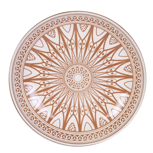 Talerz obiadowy ceramiczny Mirage Red 25 cm do jadalni orientalny czerwony Intesi