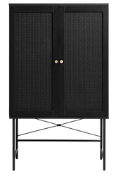 Komoda wysoka Pensacola czarna rattanowa na nóżkach do salonu