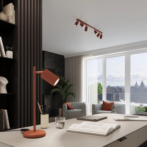 Lampa wisząca Karbon 3-punktowa czerwona regulowana do salonu, kuchni lub jadalni