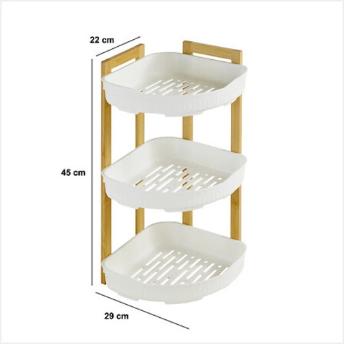 Półka łazienkowa narożna Naturéo 3-poziomowa biała z bambusa do łazienki 5five simply smart