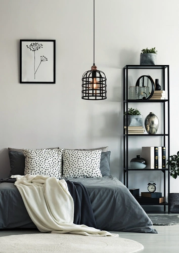 Lampa wisząca Soleto miedziany 1x40W E27 klosz czarny