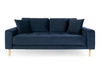 Sofa Lido 3 osobowa welurowa granatowa skandynawska do salonu z podłokietnikami Intesi