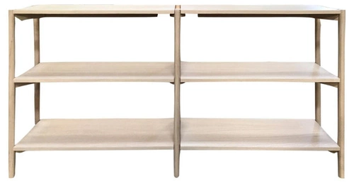 Regał drewniany Braidwood dąb bielony niski na książki do salonu nowoczesny skandynawski Actona