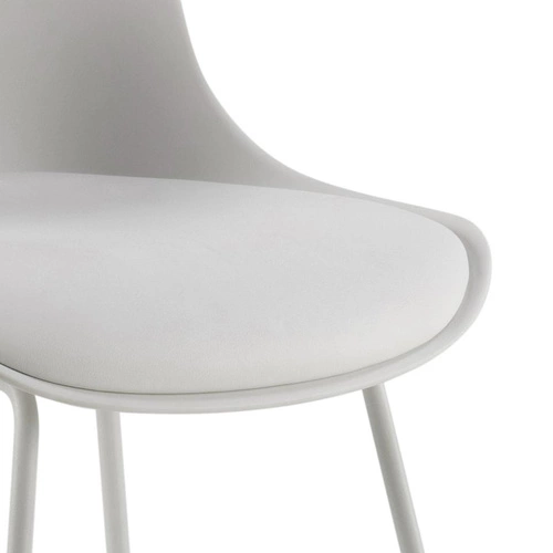 Hoker z oparciem Actona Tina biały nowoczesny do kuchni i wyspy, ekoskóra, metal 76 cm