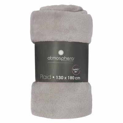 Ciepły koc flanelowy Atmosphera szary 130x180 cm na kanapę do salonu