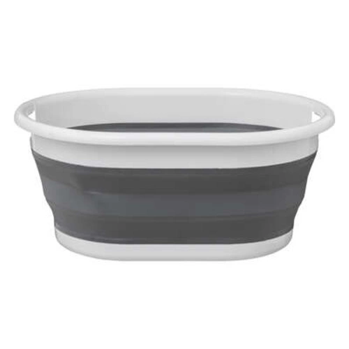 Kosz na pranie do łazienki rozkładany biało-szary 21 l owalny 5five simply smart