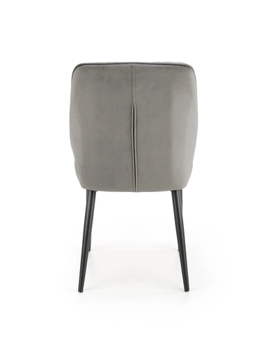 Krzesło do jadalni tapicerowane welurowe szare Alice Intesi nowoczesne z czarnymi nogami