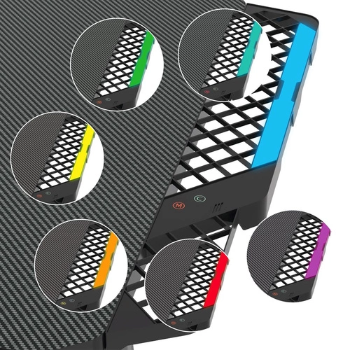 Biurko gamingowe czarne Snake 1.4 Intesi nowoczesne z uchwytami i portami USB do pracy i grania