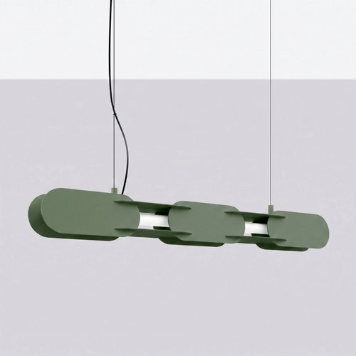 Lampa wisząca CHAIN LED oliwkowa nowoczesna nad wyspę 91 cm