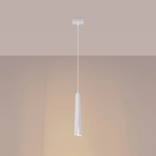 Lampa wisząca PRYSM 1 biała nowoczesna do salonu i kuchni stalowa pojedyncza 120 cm