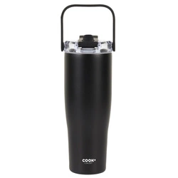 Kubek termiczny New York 900ml czarny Intesi nowoczesny metalowy do kawy na wynos