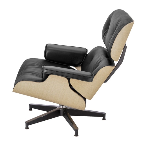Fotel wypoczynkowy VIP Lounge Chair skórzany czarny obrotowy do salonu nowoczesny D2.DESIGN