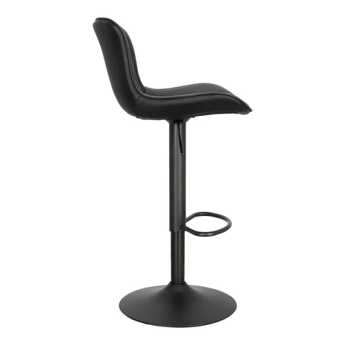 Hoker Tessa czarny nowoczesny z oparciem, regulowany, obrotowy do kuchni i wyspy, ekoskóra Intesi