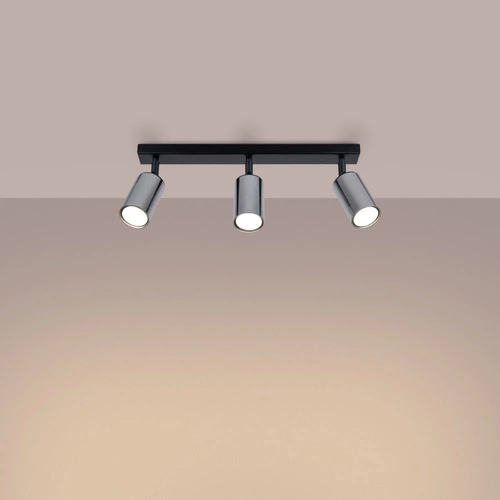 Plafon sufitowy WINX 3 czarny chrom nowoczesny stalowy do salonu i sypialni SOLLUX