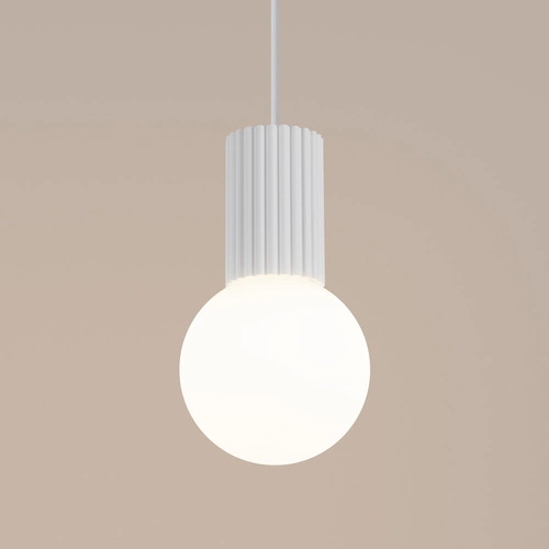Lampa wisząca kula HALO 1 biała nowoczesna do salonu i kuchni szklana SOLLUX LIGHTING