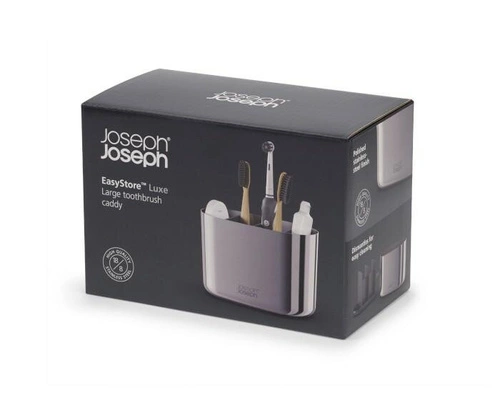Joseph Joseph EasyStoreLuxe stalowy organizer na szczoteczki do zębów łazienkowy nowoczesny