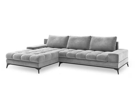 Narożnik z funkcją spania Deneb Light Grey Velvet lewostronny