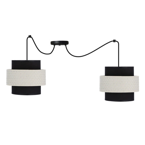 Lampa wisząca Benta p czarny 2x40W E27  abażur czarny+kremowy