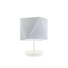 Lampka nocna PASADENA nowoczesna z jasnoszarym abażurem na biały stelaż do sypialni
