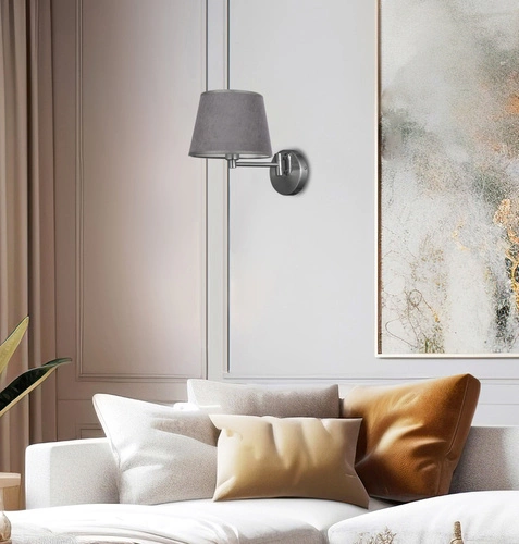 Kinkiet ścienny Ibis klasyczny grafitowy z abażurem do sypialni i salonu Candellux Lighting