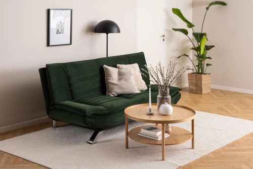 Stolik kawowy Banbury okrągły 80cm dębowy z półką nowoczesny skandynawski do salonu Actona