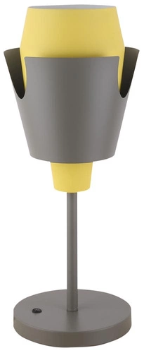 Lampka nocna Falun nowoczesna żółta metalowa z abażurem do sypialni i pokoju dziecka Ledea