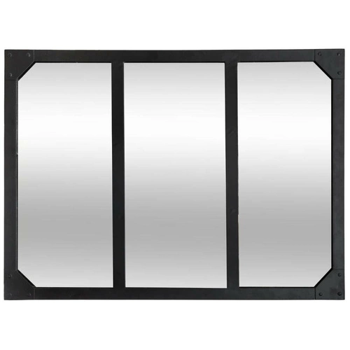 Lustro prostokątne Lola 54x74 cm do przedpokoju czarne wiszące industrialne Atmosphera