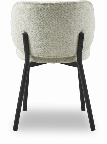 Krzesło tapicerowane boucle Naws białe do jadalni nowoczesne na czarnych nogach