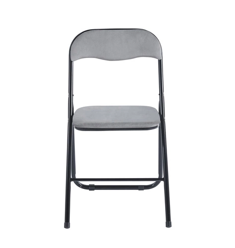 Krzesło składane tapicerowane welur szare Amun Velvet Intesi do kuchni na metalowych nogach