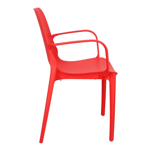 Krzesło ogrodowe z podłokietnikami Ginevra SCAB Design czerwone, sztaplowane nowoczesne z tworzywa
