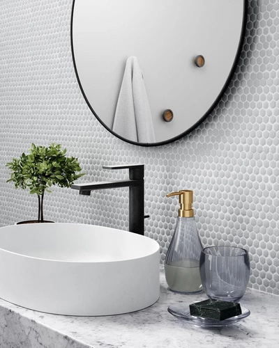 Kubek na szczoteczki do zębów szklany Droplet niebieski nowoczesny do łazienki Umbra