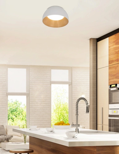 Plafon Liguria biało-drewniany 18W LED 35 cm