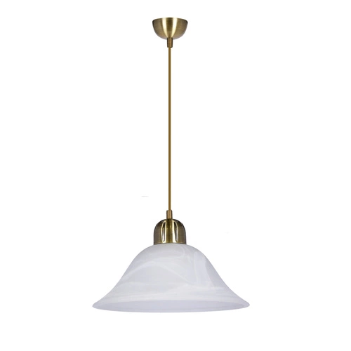 Lampa wisząca Moss patynowy 1x60W E27  klosz biały alabastrowy