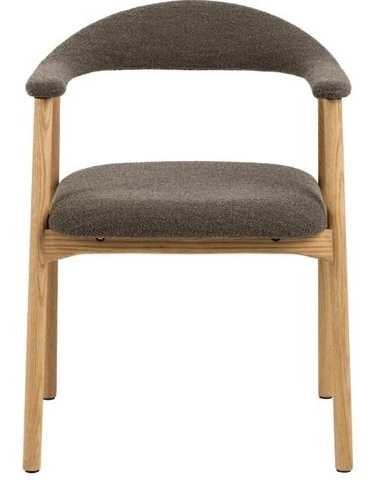 Krzesło do jadalni tapicerowane boho Addi Actona brązowe dąb z podłokietnikami