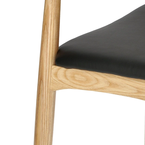 Krzesło drewniane Codo inspirowane Elbow Chair do jadalni naturalne z ekoskóry D2.DESIGN