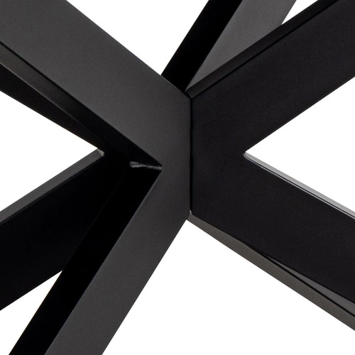 Stół rozkładany do jadalni Irwine Akranes biały ceramiczny blat czarne nogi nowoczesny 168–210x90 cm