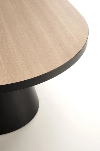 Stół rozkładany do jadalni Ardel owalny nowoczesny naturalny blat czarne nogi 180-240 cm