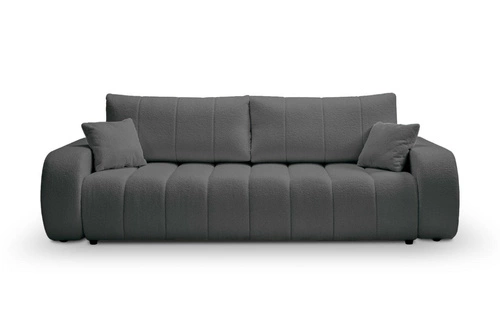 Sofa rozkładana Hobro 3 osobowa z funkcją spania do salonu szara nowoczesna z pojemnikiem